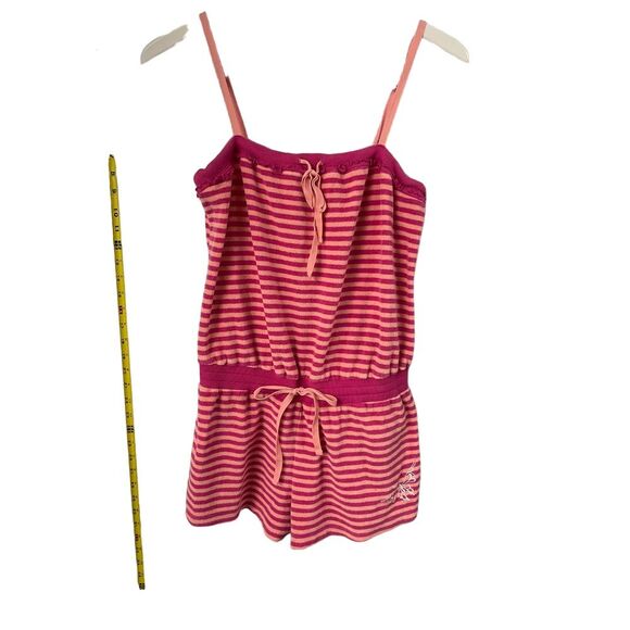 Betsey Johnson Intimates Romper Terry Cloth Womens Size M Pink Stripe Butterfly‎ - Picture 1 of 8
